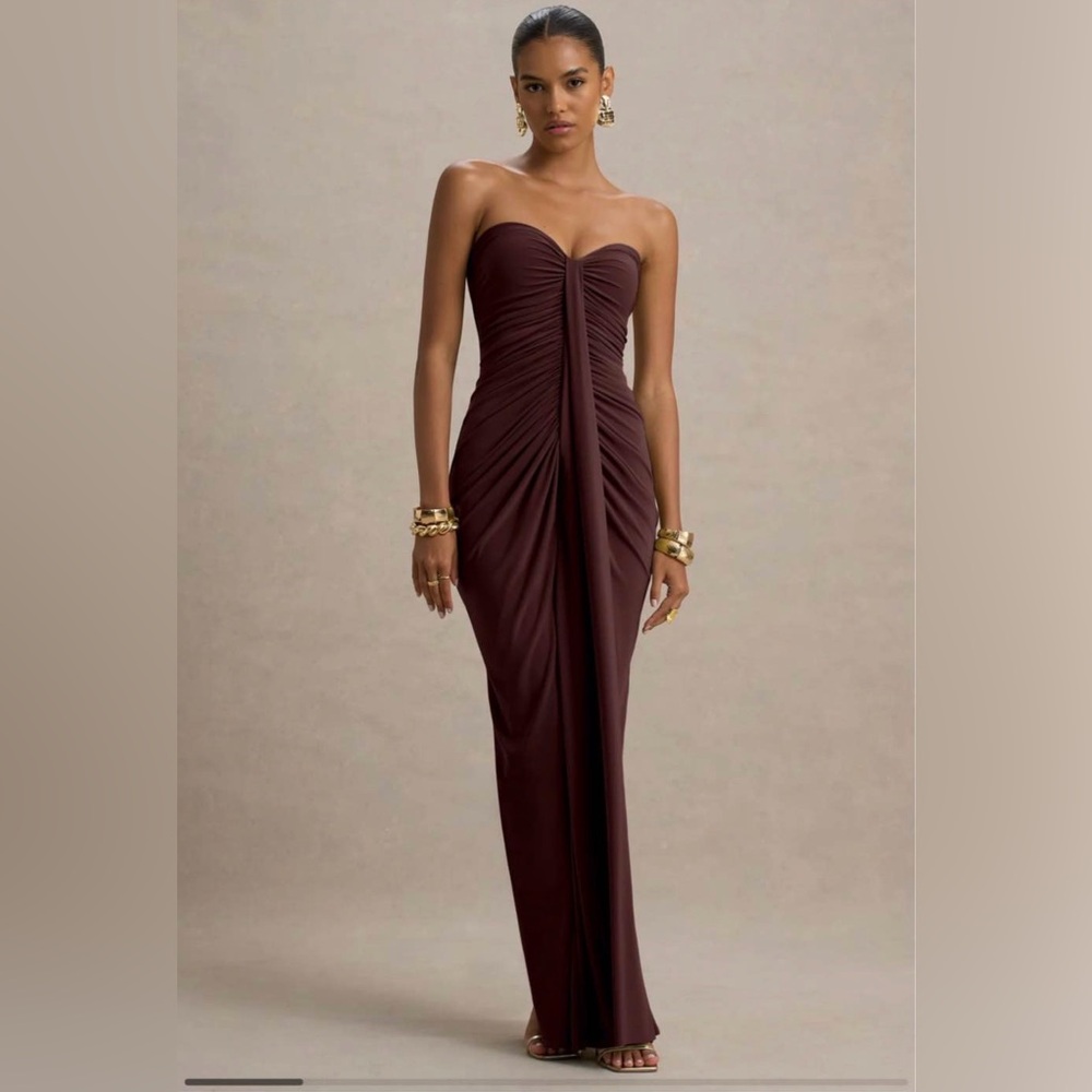 Club L London Strapless Wine Dress